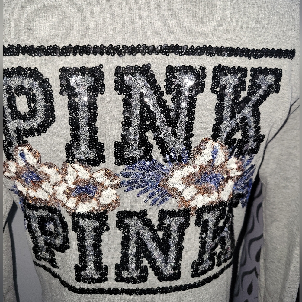 Pink hibiscus 🌺 hoodie sequined size XS- S - Picture 3 of 4